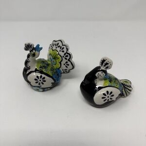 NIB Peacock Stoneware Salt & Pepper Shaker Set Cracker Barrel